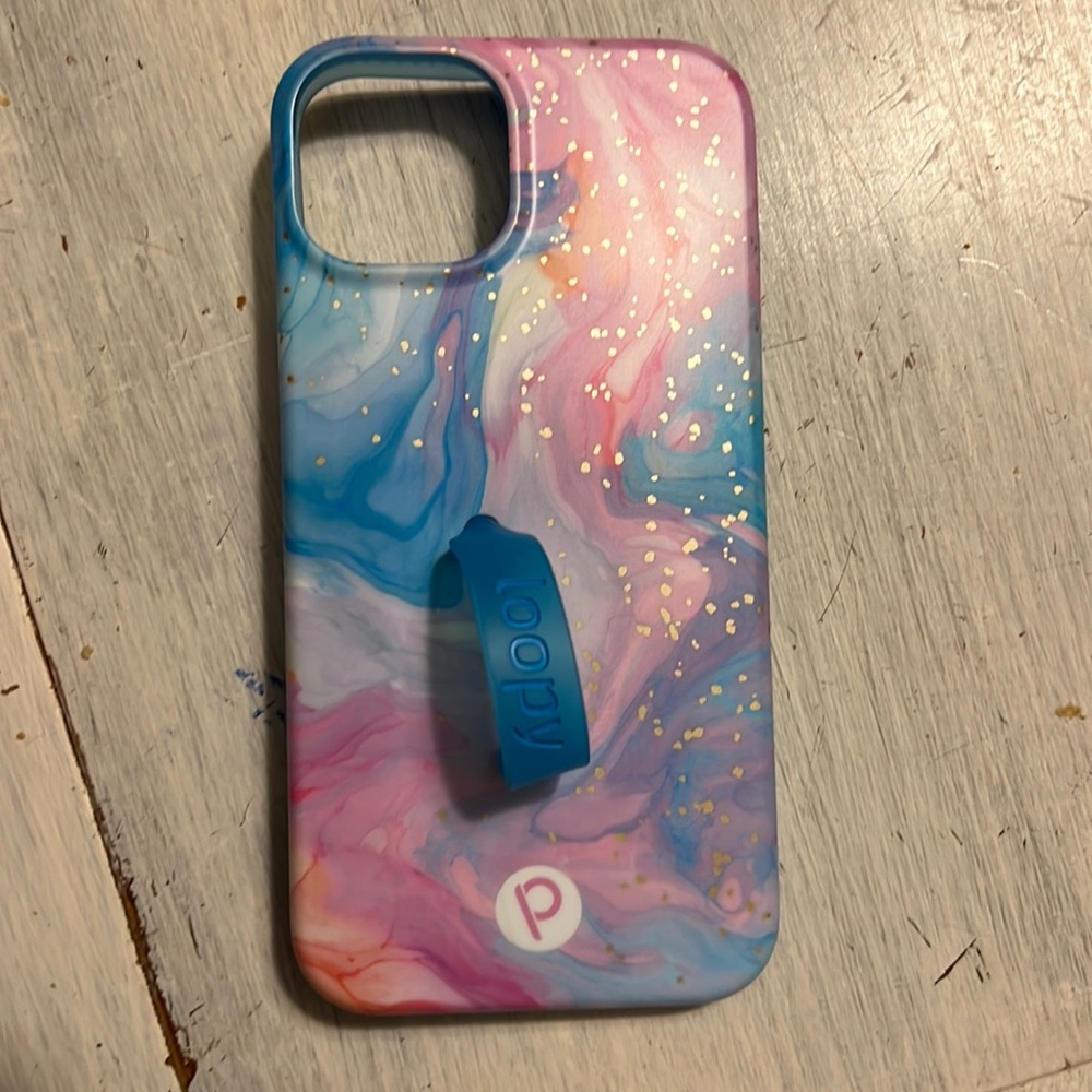 Pink and blue marble iPhone 13 poppy